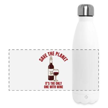 Save Water Drink Wine Shirt Lustig - Panorama Isolierflasche 500 ml - Weiß - Vorne