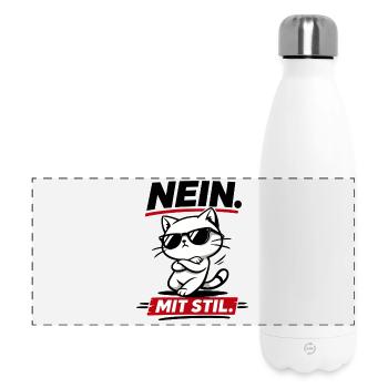 Coole Katze mit Stil lustig für Katzenfans - Panorama Isolierflasche 500 ml - Weiß - Vorne