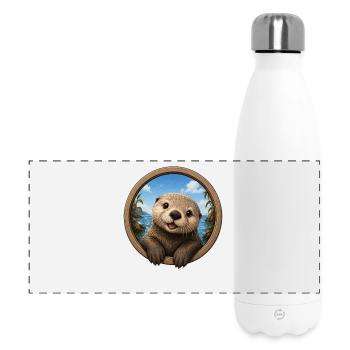 Otter in round window by the sea - Panoramic Thermal Bottle 500 ml - white - Front
