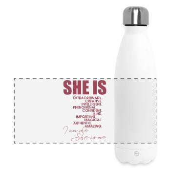 Elle est moi femme autonome Typographie - Gourde isotherme panoramique 500 ml - blanc - Devant