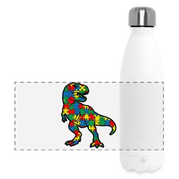 Autism Dinosaur T-Rex Child - Panoramic Thermal Bottle 500 ml - white - Front