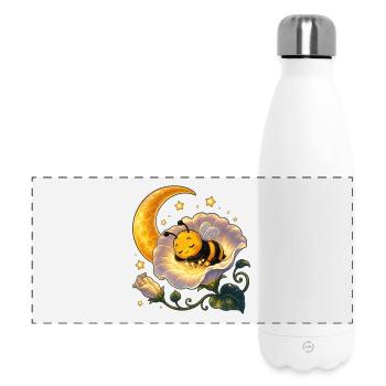 bee honey beekeeper honeycomb flowers meadow insect - Panoramic Thermal Bottle 500 ml - white - Front