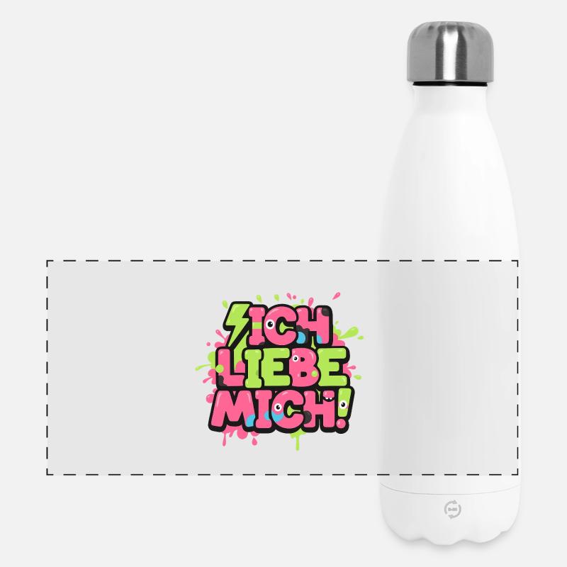 Ich Liebe Mich Graffiti - Panorama Isolierflasche 500 ml - Weiß