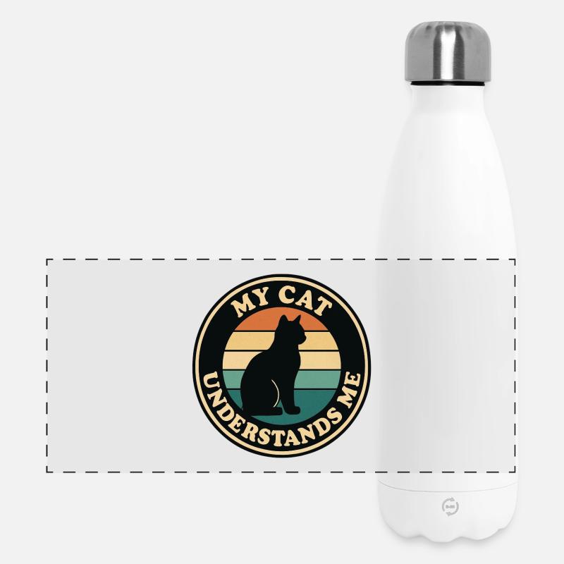 My Cat Understands Me Retro Sunset - Panoramic Thermal Bottle 500 ml - white