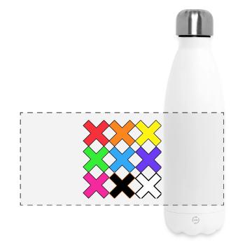 Bunte X Muster auf Schwarz Farben X - Panorama Isolierflasche 500 ml - Weiß - Vorne