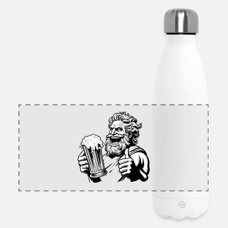 Zeus mit Bier - Panorama Isolierflasche 500 ml - Weiß