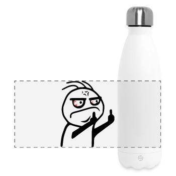 Mittelfinger Meme Fick dich Strichmännchen - Panorama Isolierflasche 500 ml - Weiß - Vorne