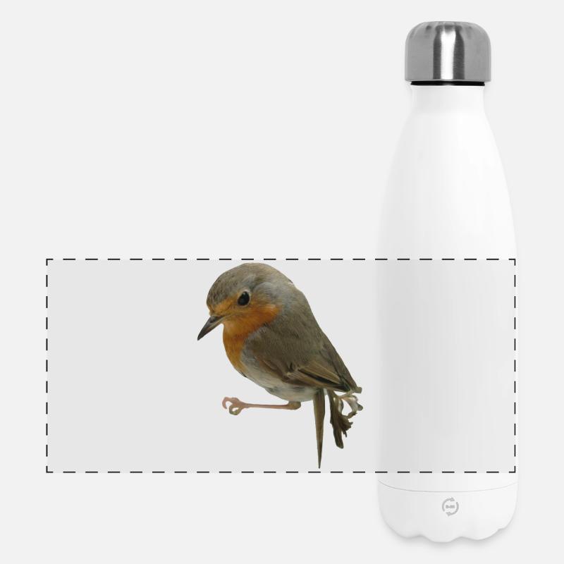 Rotkehlchen - Panorama Isolierflasche 500 ml - Weiß