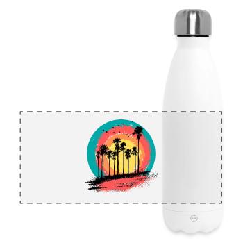 Palmen Sonnenuntergang Sommerurlaub - Panorama Isolierflasche 500 ml - Weiß - Vorne