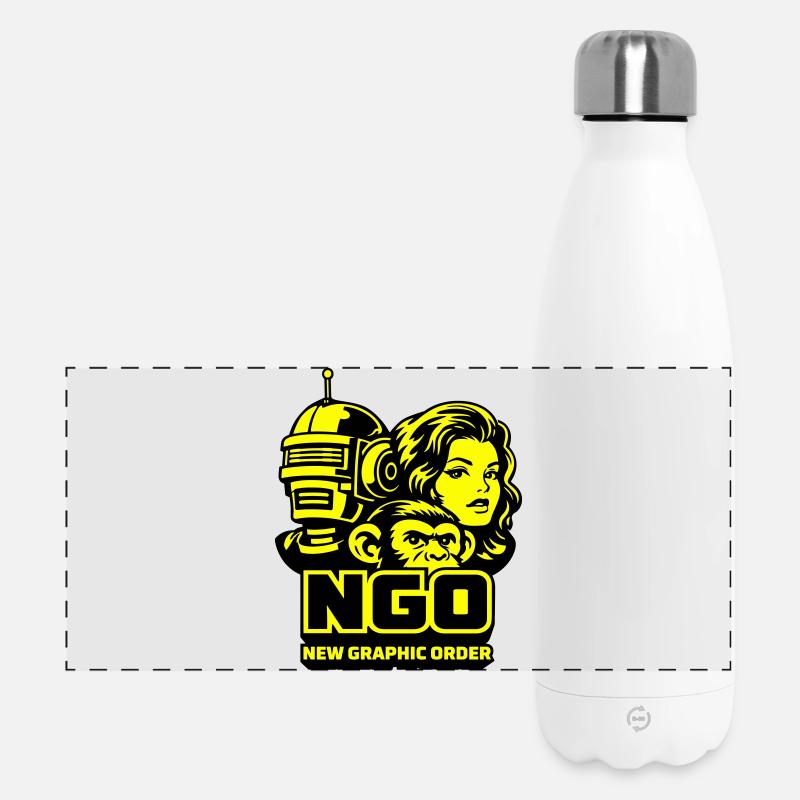 NGO Neon Pop Retro Portraits - Panorama Isolierflasche 500 ml - Weiß