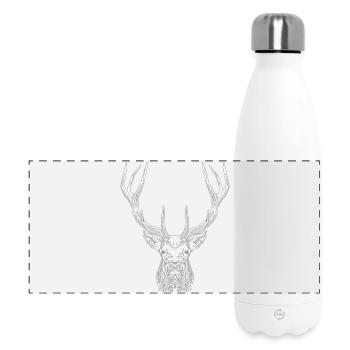 Tech Deer – Geometric Deer in Grey - Panoramic Thermal Bottle 500 ml - white - Front