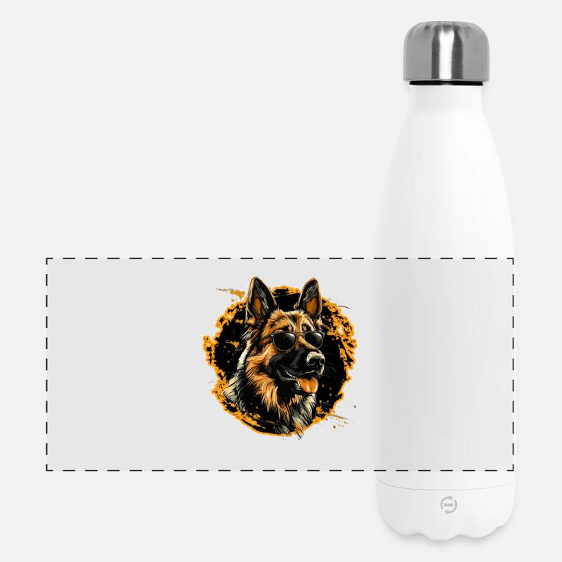 Shepherd in Sun and Glasses - Panoramic Thermal Bottle 500 ml - white