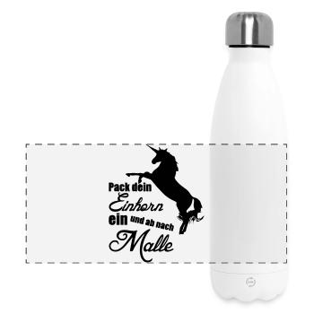 Einhorn Urlaub Mallorca Geschenk - Panorama Isolierflasche 500 ml - Weiß - Vorne