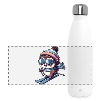 Süßer Igel Skifahrer Wintersport Cartoon Skifahren - Panorama Isolierflasche 500 ml - Weiß - Vorne