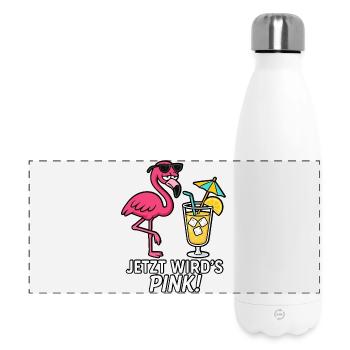 Maintenant, ça va être rose ! - Gourde isotherme panoramique 500 ml - blanc - Devant