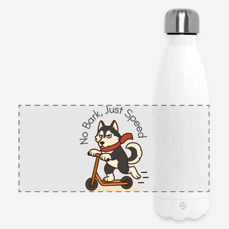 Sassy Husky on Scooter Art - Panoramic Thermal Bottle 500 ml - white