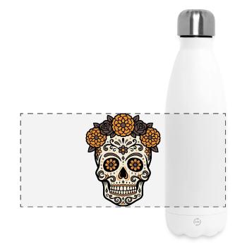 Vibrant DiaMuertos motif - Panoramic Thermal Bottle 500 ml - white - Front