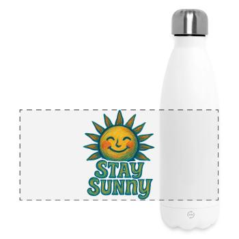 Stay Sunny Crayon Sonne Illustration - Panorama Isolierflasche 500 ml - Weiß - Vorne
