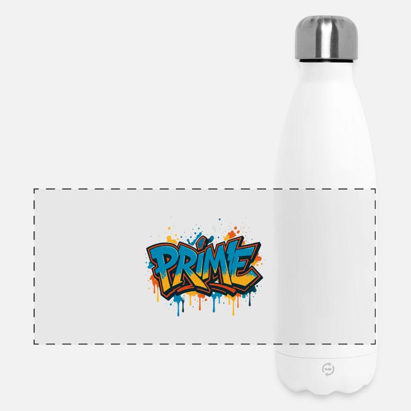 Prime Graffiti Neon Splash - Panorama Isolierflasche 500 ml - Weiß