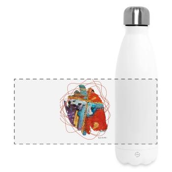 Lebendige abstrakte Kunst mit chaotischen Linien - Panorama Isolierflasche 500 ml - Weiß - Vorne