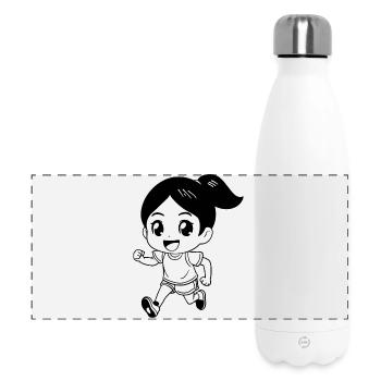 Female Runner Cartoon Look - Panoramic Thermal Bottle 500 ml - white - Front