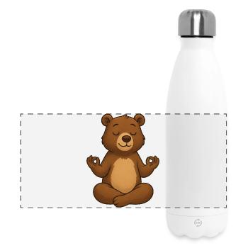Süßer Bär Yoga Entspannung Chill Meditation Relax - Panorama Isolierflasche 500 ml - Weiß - Vorne