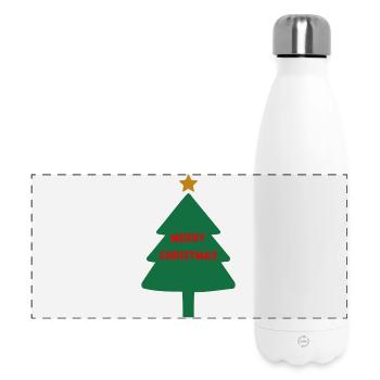 Sapin de Noël avec lettrage - Gourde isotherme panoramique 500 ml - blanc - Devant