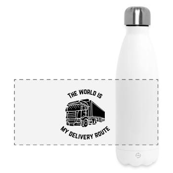 Die Welt ist meine Lieferroute | Trucking-Merch - Panorama Isolierflasche 500 ml - Weiß - Vorne