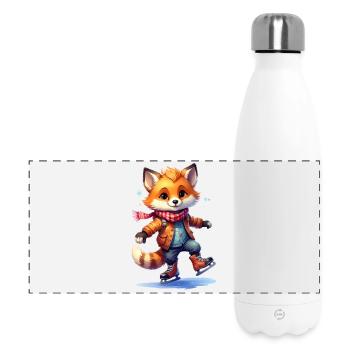 Fuchs fährt Schlittschuh - Panorama Isolierflasche 500 ml - Weiß - Vorne
