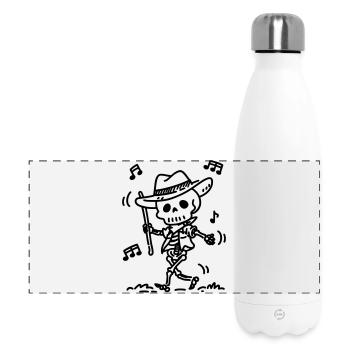 Squelette de cow-boy dansant | Musique & Thème d’Halloween - Gourde isotherme panoramique 500 ml - blanc - Devant