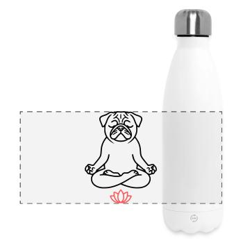 Pug Yoga Meditation Outline - Panoramic Thermal Bottle 500 ml - white - Front
