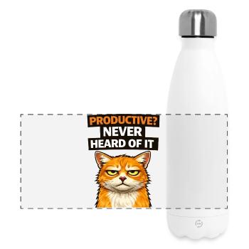 Sarcastic Cat Productivity Quote Meme - Panoramic Thermal Bottle 500 ml - white - Front