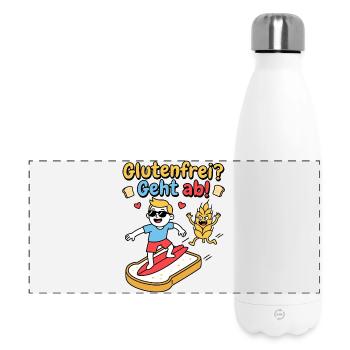 Glutenfrei Geht Ab Spaß Humor - Panorama Isolierflasche 500 ml - Weiß - Vorne