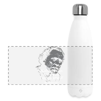 Citation de Charles Bukowski sur l’autonomie - Gourde isotherme panoramique 500 ml - blanc - Devant