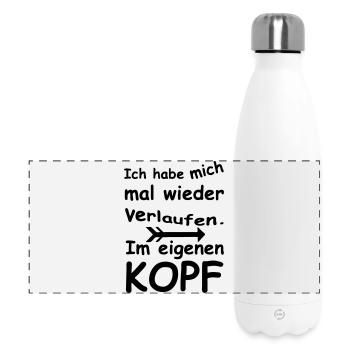Im Kopf verlaufen - Chaos, Chaot, Fun, Geschenk - Panorama Isolierflasche 500 ml - Weiß - Vorne