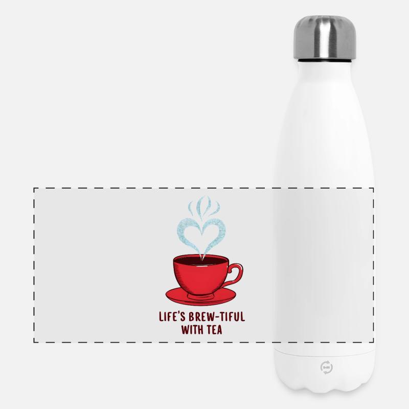 Life's Brew-tiful with Tea - Panorama Isolierflasche 500 ml - Weiß