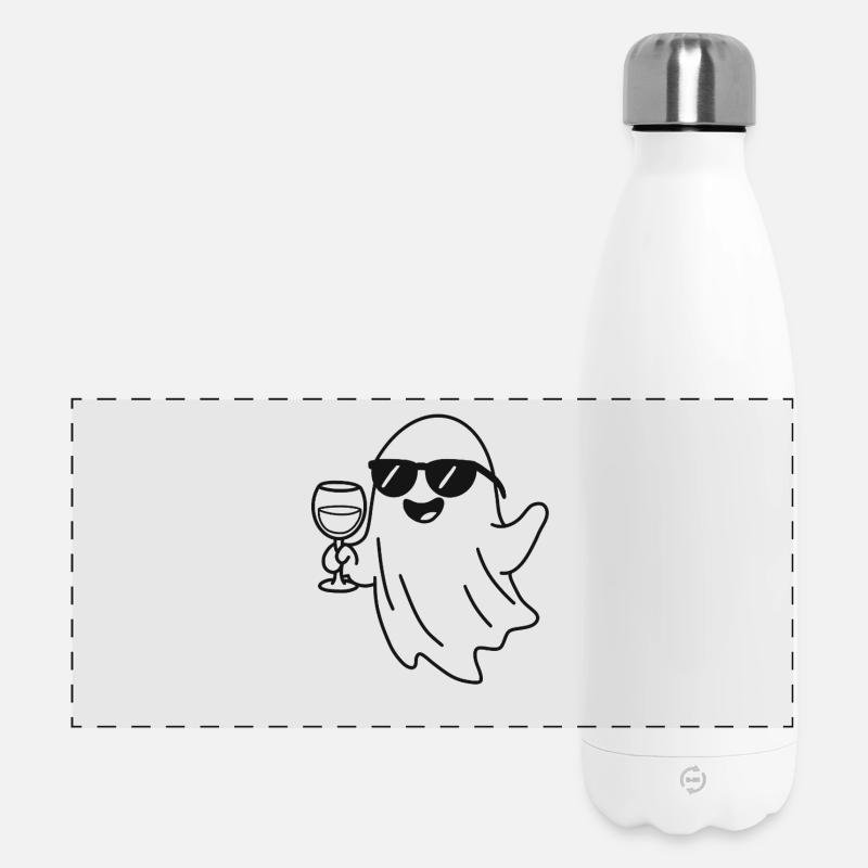 Ghost with sunglasses and wine - Panoramic Thermal Bottle 500 ml - white