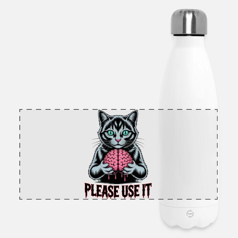 Zombie Cat Please Use It - Panoramic Thermal Bottle 500 ml - white