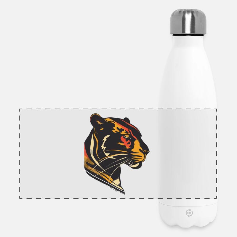 Elegante Panther Silhouette Design - Panorama Isolierflasche 500 ml - Weiß