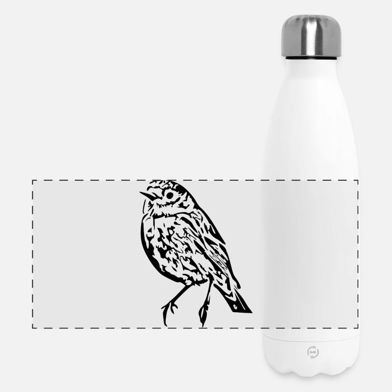 Black Bird Black Gift Christmas - Panoramic Thermal Bottle 500 ml - white