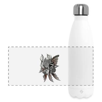 Zebra Flower Illustration in Black and White - Panoramic Thermal Bottle 500 ml - white - Front