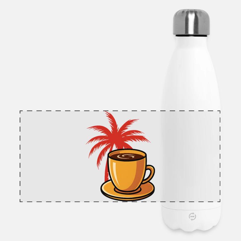 Tropischer Kaffee Palmenstil - Panorama Isolierflasche 500 ml - Weiß