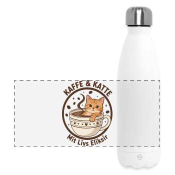 Chat au café en tasse : Élixir Ronron - Gourde isotherme panoramique 500 ml - blanc - Devant