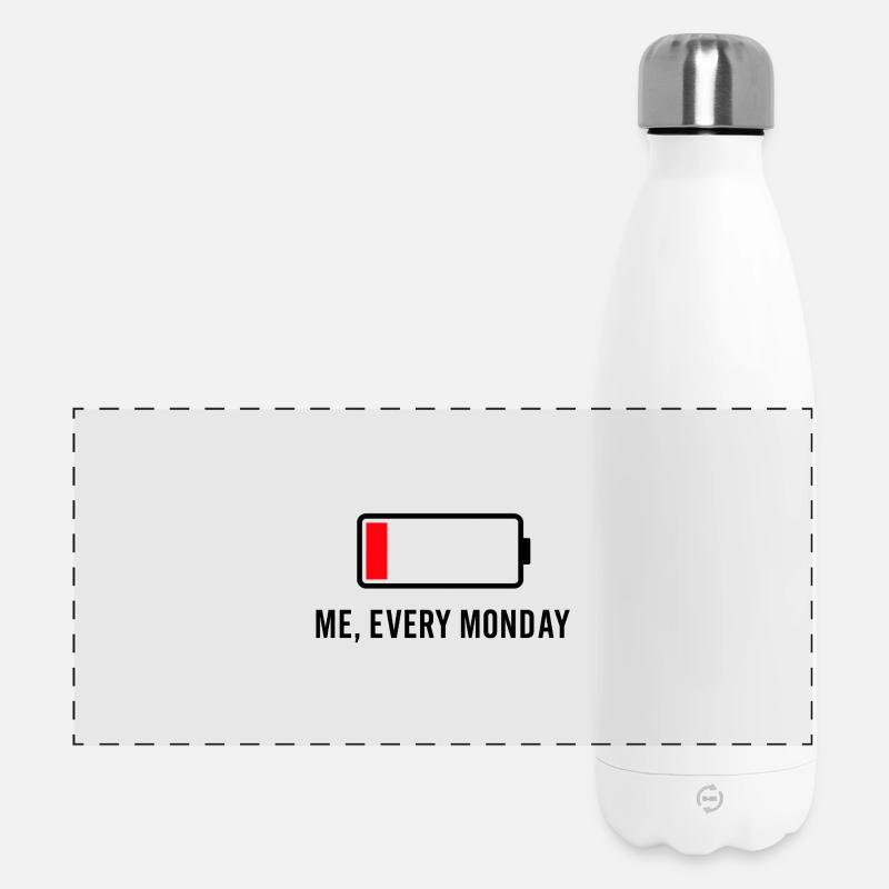 Batterie faible – Moi, tous les mois - Gourde isotherme panoramique 500 ml - blanc