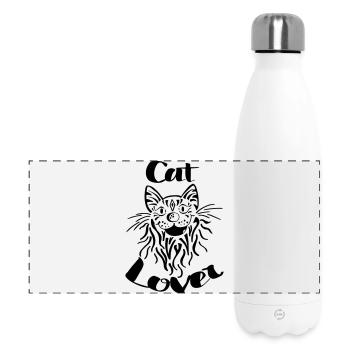 Cat Lover - Katze - Katzen - Cats - Geschenk - Panorama Isolierflasche 500 ml - Weiß - Vorne