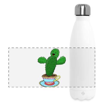 Cactus en tasse illustration drôle de vibrations positives - Gourde isotherme panoramique 500 ml - blanc - Devant