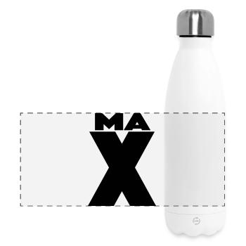 Max X – Minimal Name Design - Panorama Isolierflasche 500 ml - Weiß - Vorne