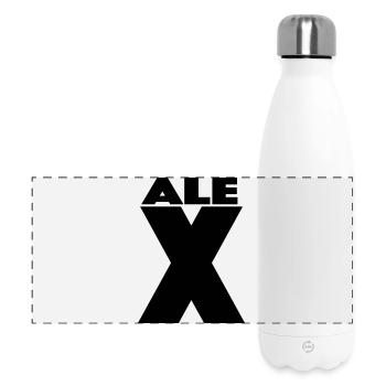 Alex X – Minimal Name Design - Panorama Isolierflasche 500 ml - Weiß - Vorne