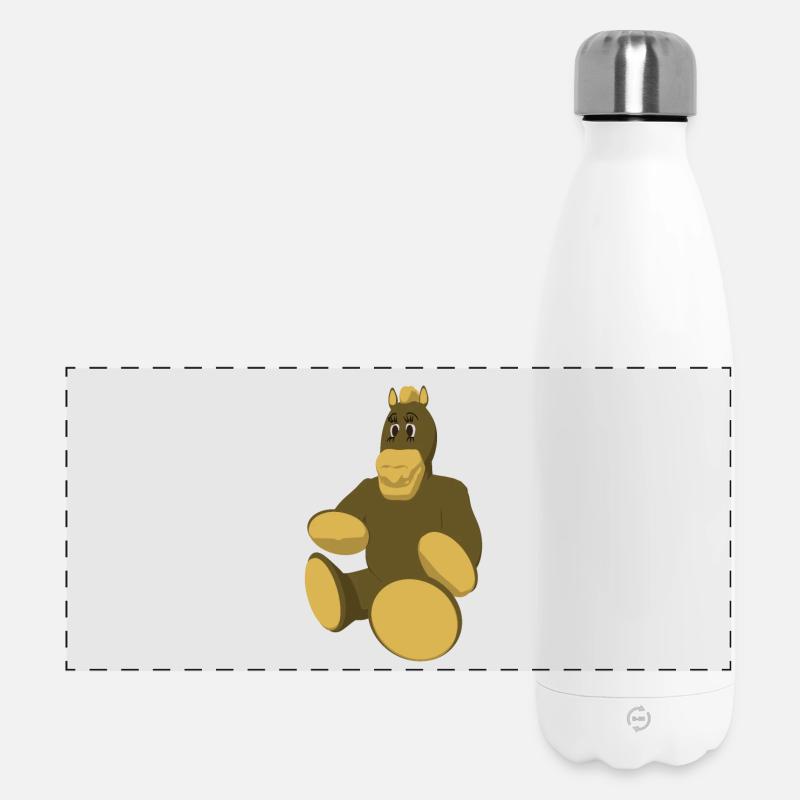 Pferd mit runden Füßen - Panorama Isolierflasche 500 ml - Weiß