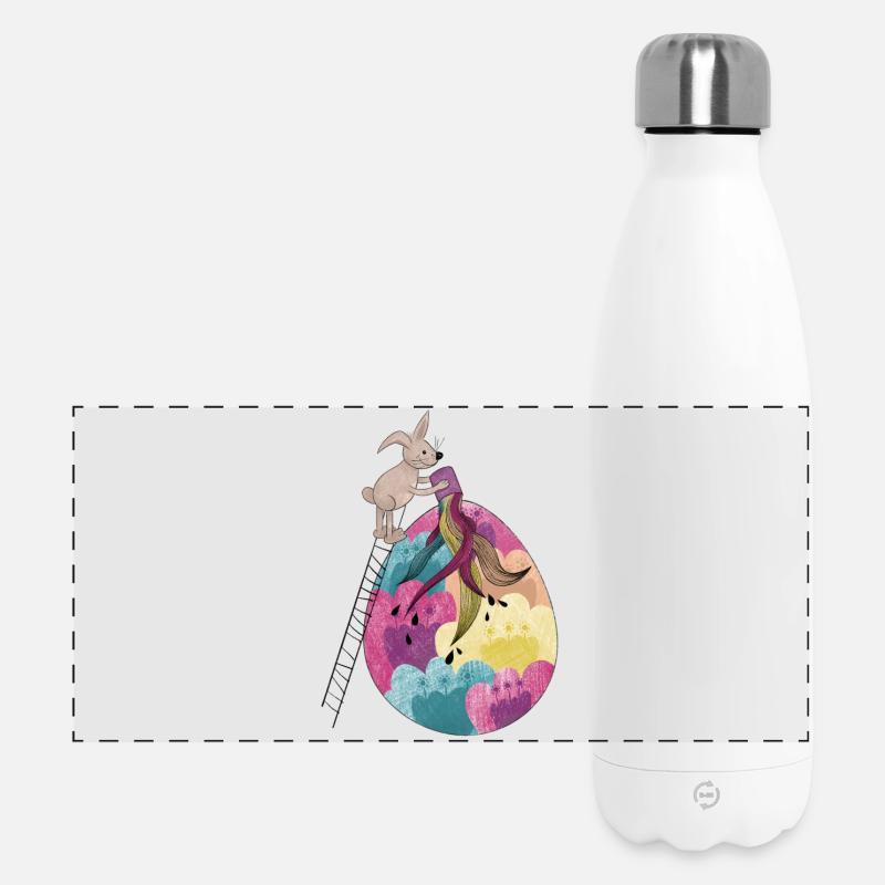 Easter & Easter Egg Colorful Illustration - Panoramic Thermal Bottle 500 ml - white